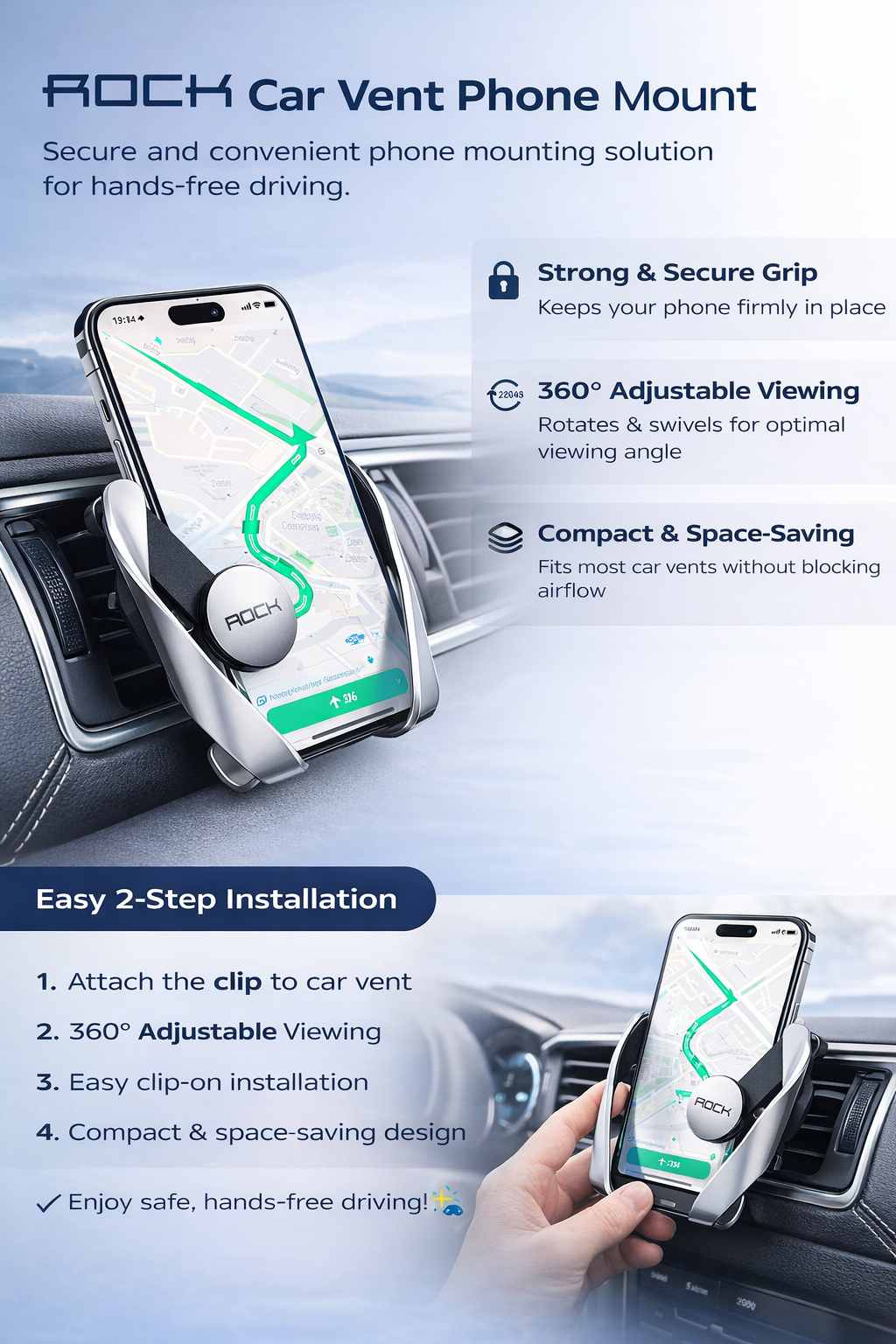 Rock In- car vent Mount Phone Holder